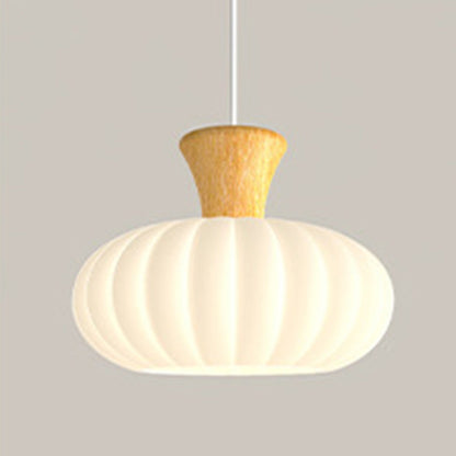 Traditional French Solid Wood Glass Geometry Cylinder 1-Light Pendant Light For Living Room