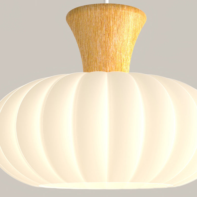 Traditional French Solid Wood Glass Geometry Cylinder 1-Light Pendant Light For Living Room
