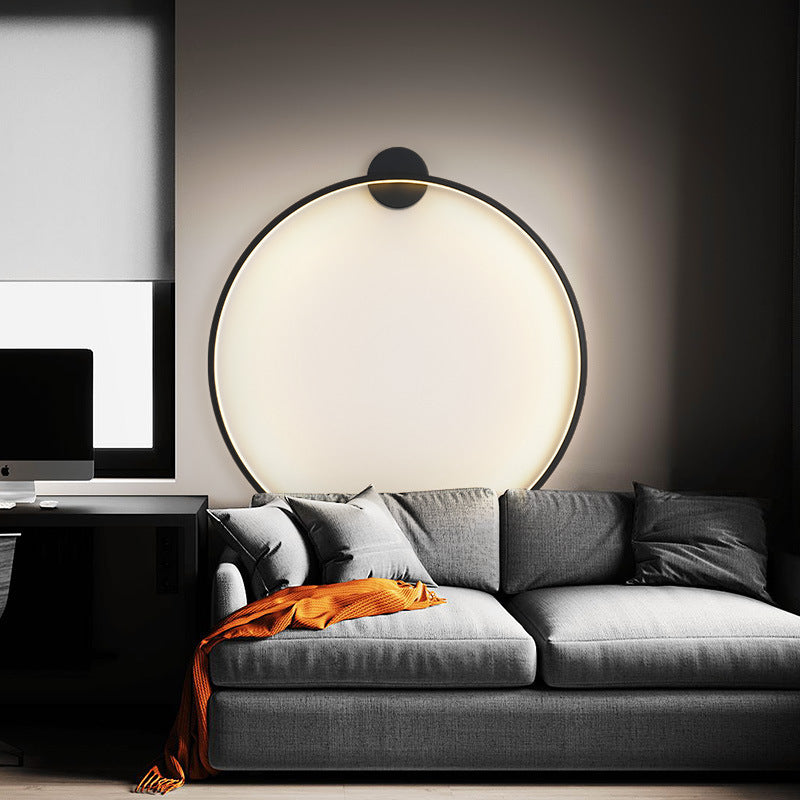 Modern Minimalist Aluminum Acrylic Circle Ring LED Wall Sconce Lamp For Living Room