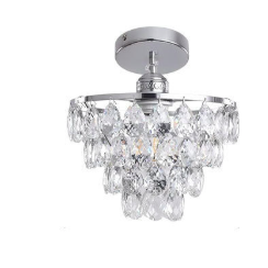 Contemporary Luxury Metal Crystal 1-light Semi-flush Mount Ceiling Light for Living Room