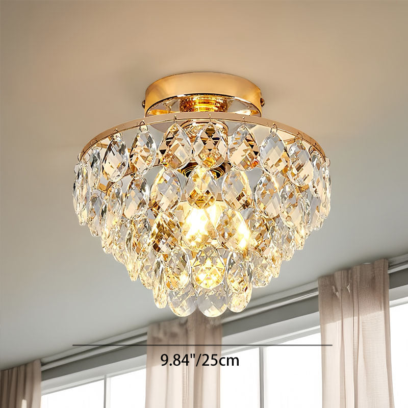 Contemporary Luxury Metal Crystal 1-light Semi-flush Mount Ceiling Light for Living Room