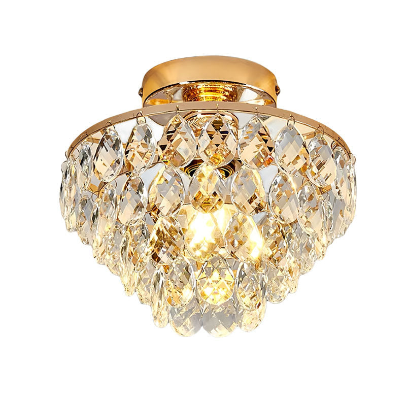 Contemporary Luxury Metal Crystal 1-light Semi-flush Mount Ceiling Light for Living Room