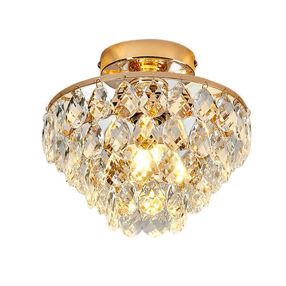 Contemporary Luxury Metal Crystal 1-light Semi-flush Mount Ceiling Light for Living Room