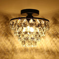 Contemporary Luxury Metal Crystal 1-light Semi-flush Mount Ceiling Light for Living Room