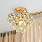 Contemporary Luxury Metal Crystal 1-light Semi-flush Mount Ceiling Light for Living Room