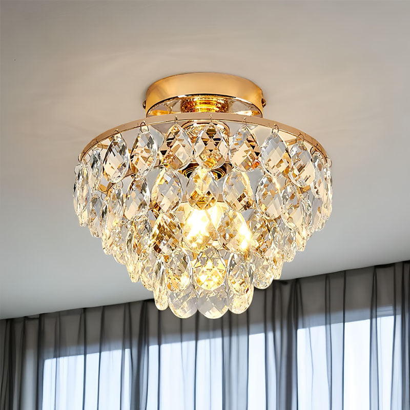 Contemporary Luxury Metal Crystal 1-light Semi-flush Mount Ceiling Light for Living Room