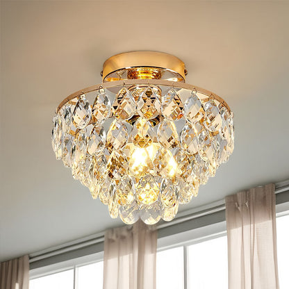 Contemporary Luxury Metal Crystal 1-light Semi-flush Mount Ceiling Light for Living Room