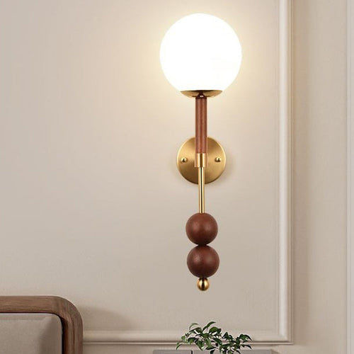 Traditional French Glass Ball Shade Hardware 1-Light Wall Sconce Lamp For Living Room
