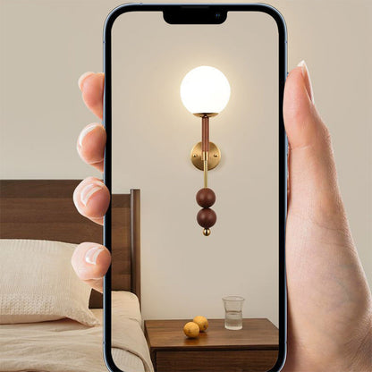 Traditional French Glass Ball Shade Hardware 1-Light Wall Sconce Lamp For Living Room