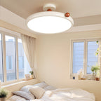 Contemporary Scandinavian Macaron Hardware Glass Round Shade LED Semi-Flush Mount Ceiling Light For Living Room