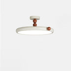 Contemporary Scandinavian Macaron Hardware Glass Round Shade LED Semi-Flush Mount Ceiling Light For Living Room