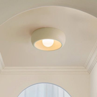 Contemporary Scandinavian Iron Glass Round Shade 1-light Flush Mount Ceiling Light for Living Room