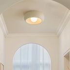 Contemporary Scandinavian Iron Glass Round Shade 1-light Flush Mount Ceiling Light for Living Room