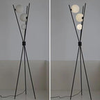 Contemporary Creative PLA 3D Moon Shade Iron Geometric Straight Line 3-Light Standing Floor Lamp For Living Room Lumendat