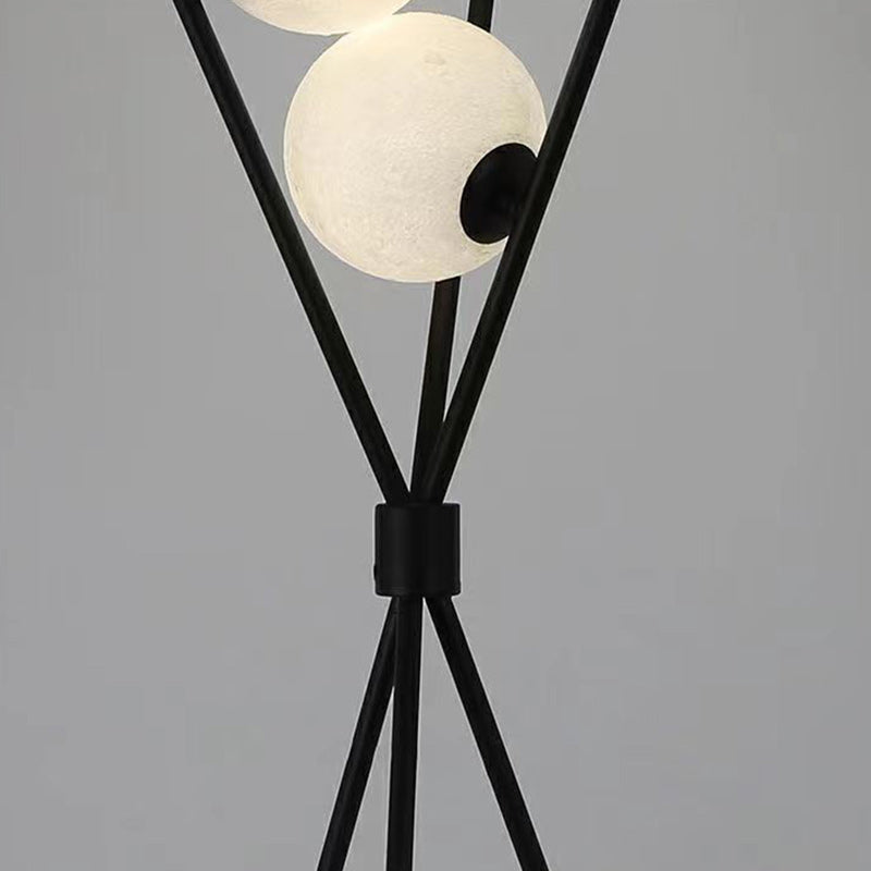Contemporary Creative PLA 3D Moon Shade Iron Geometric Straight Line 3-Light Standing Floor Lamp For Living Room Lumendat