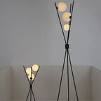 Contemporary Creative PLA 3D Moon Shade Iron Geometric Straight Line 3-Light Standing Floor Lamp For Living Room Lumendat