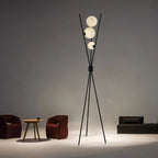 Contemporary Creative PLA 3D Moon Shade Iron Geometric Straight Line 3-Light Standing Floor Lamp For Living Room Lumendat
