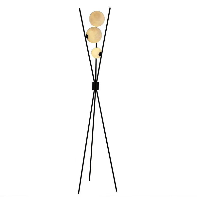 Contemporary Creative PLA 3D Moon Shade Iron Geometric Straight Line 3-Light Standing Floor Lamp For Living Room Lumendat