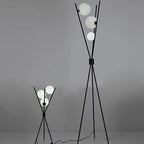 Contemporary Creative PLA 3D Moon Shade Iron Geometric Straight Line 3-Light Standing Floor Lamp For Living Room Lumendat
