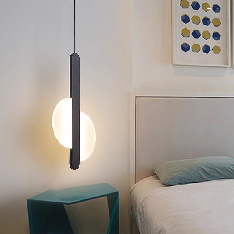 Contemporary Scandinavian Geometric Circle Acrylic Iron LED Pendant Light For Bedroom