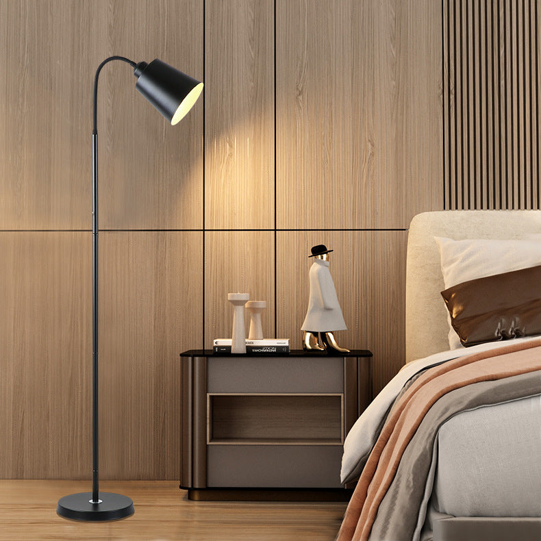 Contemporary Nordic Cylinder Iron Shade Arc Rod 1-Light Standing Floor Lamp For Living Room Lumendat