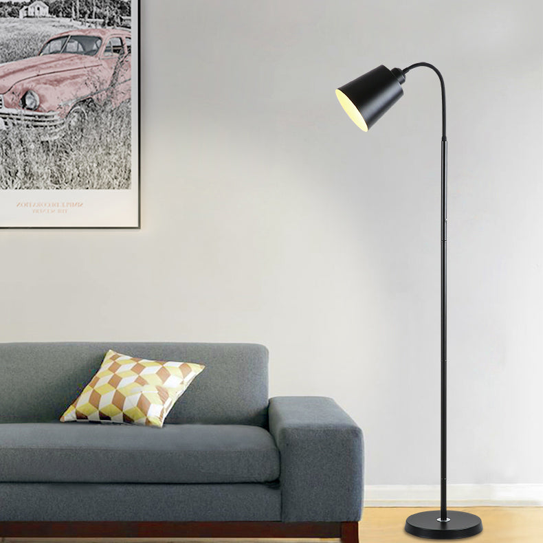 Contemporary Nordic Cylinder Iron Shade Arc Rod 1-Light Standing Floor Lamp For Living Room Lumendat