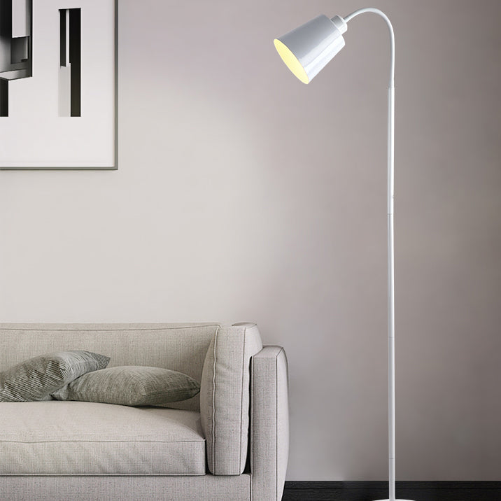Contemporary Nordic Cylinder Iron Shade Arc Rod 1-Light Standing Floor Lamp For Living Room Lumendat