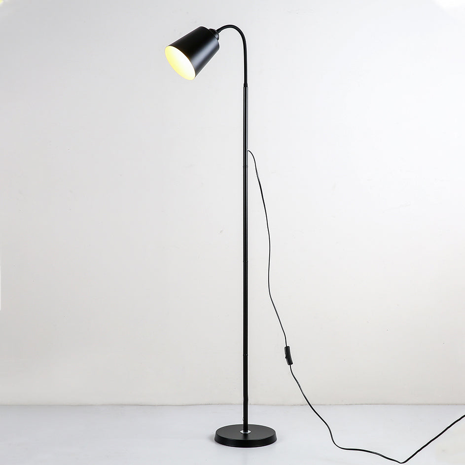 Contemporary Nordic Cylinder Iron Shade Arc Rod 1-Light Standing Floor Lamp For Living Room Lumendat