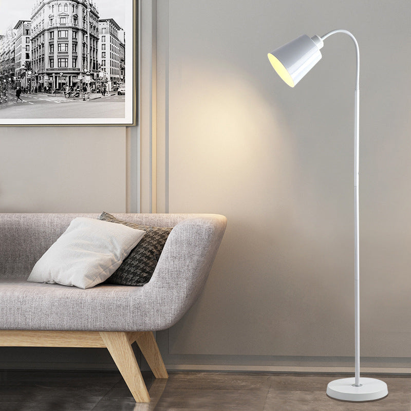 Contemporary Nordic Cylinder Iron Shade Arc Rod 1-Light Standing Floor Lamp For Living Room Lumendat