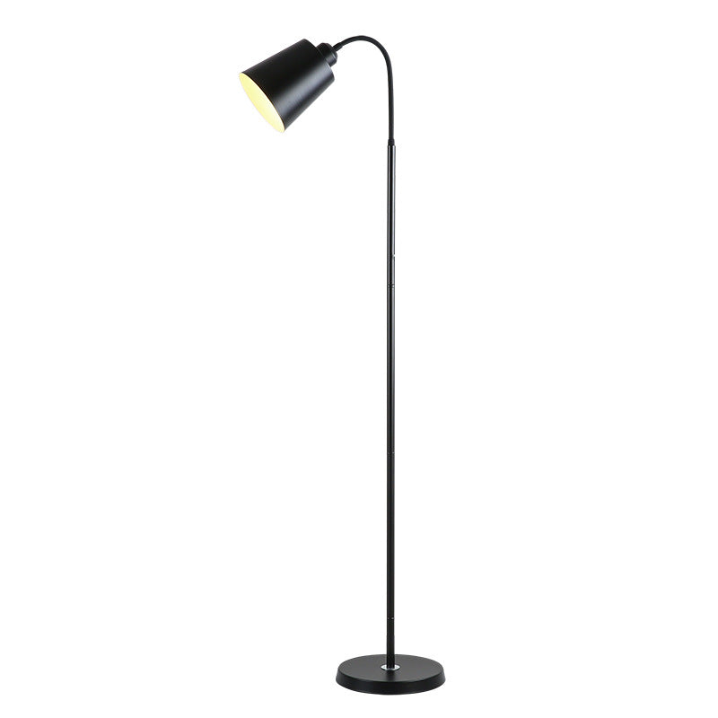 Contemporary Nordic Cylinder Iron Shade Arc Rod 1-Light Standing Floor Lamp For Living Room Lumendat