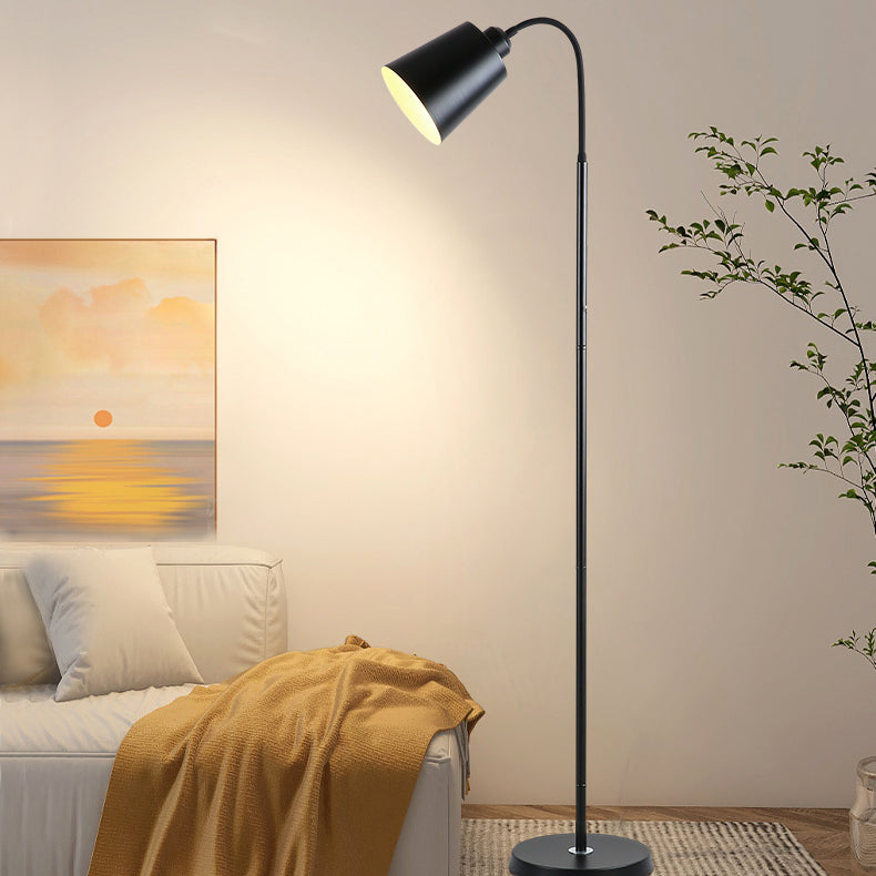 Contemporary Nordic Cylinder Iron Shade Arc Rod 1-Light Standing Floor Lamp For Living Room Lumendat