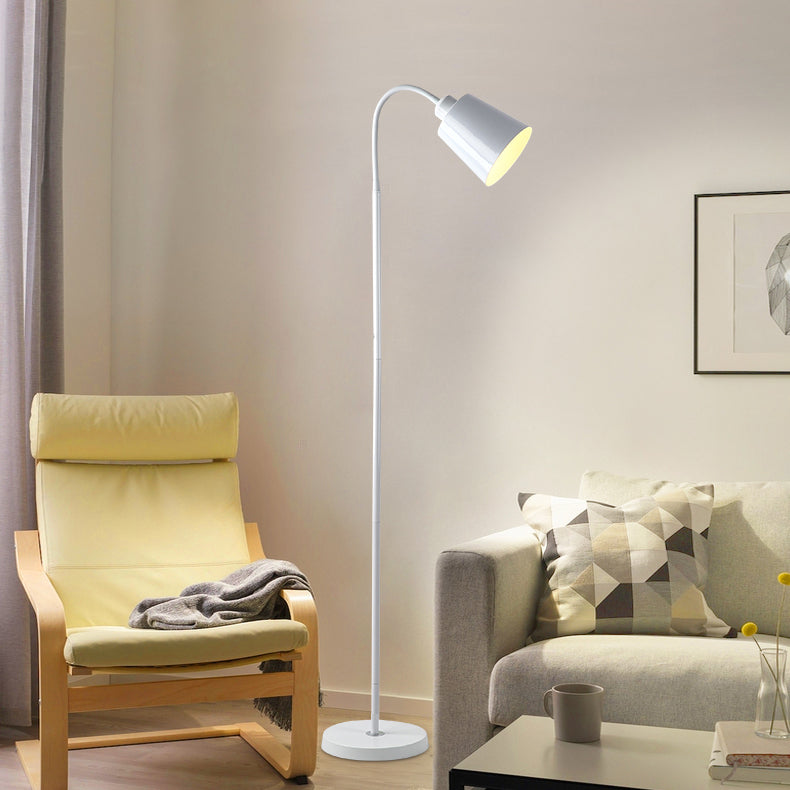 Contemporary Nordic Cylinder Iron Shade Arc Rod 1-Light Standing Floor Lamp For Living Room Lumendat