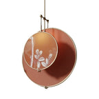 Traditional Chinese Iron Flower Bird Pattern Fabric Round Fan 1-Light Pendant Light For Living Room