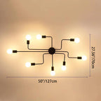 Traditional Rustic Glass Iron Frame Maze 4/6/8-Light Semi-Flush Mount Ceiling Light For Living Room Lumendat