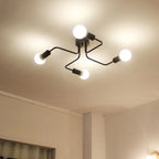 Traditional Rustic Glass Iron Frame Maze 4/6/8-Light Semi-Flush Mount Ceiling Light For Living Room Lumendat