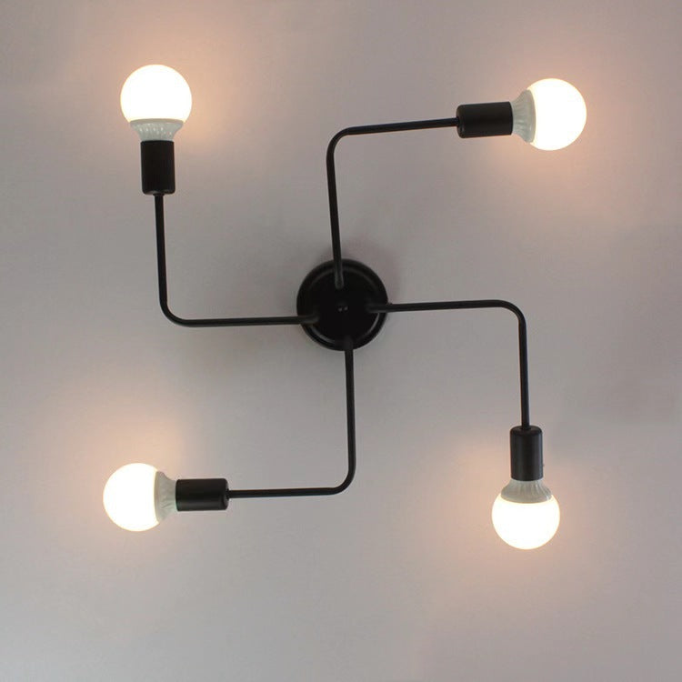 Traditional Rustic Glass Iron Frame Maze 4/6/8-Light Semi-Flush Mount Ceiling Light For Living Room Lumendat