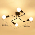 Traditional Rustic Glass Iron Frame Maze 4/6/8-Light Semi-Flush Mount Ceiling Light For Living Room Lumendat
