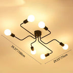 Traditional Rustic Glass Iron Frame Maze 4/6/8-Light Semi-Flush Mount Ceiling Light For Living Room Lumendat