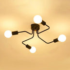 Traditional Rustic Glass Iron Frame Maze 4/6/8-Light Semi-Flush Mount Ceiling Light For Living Room Lumendat