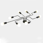 Traditional Rustic Glass Iron Frame Maze 4/6/8-Light Semi-Flush Mount Ceiling Light For Living Room Lumendat