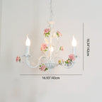 Traditional French Romantic Ceramic Flowers Plants Decor Iron Frame 3/6/8-light Chandelier for Living Room BulbSquare