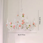 Traditional French Romantic Ceramic Flowers Plants Decor Iron Frame 3/6/8-light Chandelier for Living Room BulbSquare