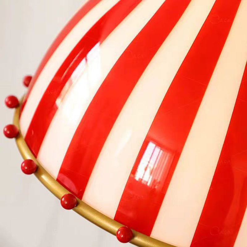 Contemporary Creative Circus Red & White Striped Glass Round Shade Iron 1-light Pendant Light for Living Room BulbSquare