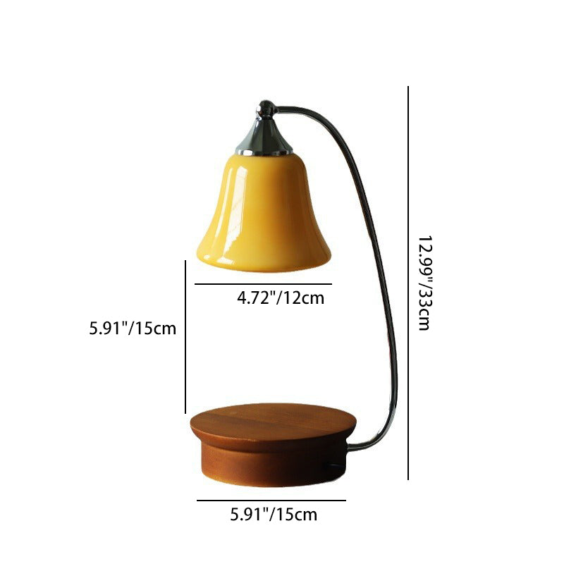 Contemporary Nordic Glass Bell Shade Solid Wood Base 1-Light Melting Wax Table Lamp For Bedroom Lumendat