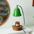 Contemporary Nordic Glass Bell Shade Solid Wood Base 1-Light Melting Wax Table Lamp For Bedroom Lumendat