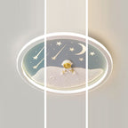 Contemporary Creative Astronaut Planet Iron Acrylic LED Flush Mount Ceiling Light For Living Room