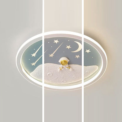 Contemporary Creative Astronaut Planet Iron Acrylic LED Flush Mount Ceiling Light For Living Room