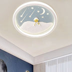 Contemporary Creative Astronaut Planet Iron Acrylic LED Flush Mount Ceiling Light For Living Room