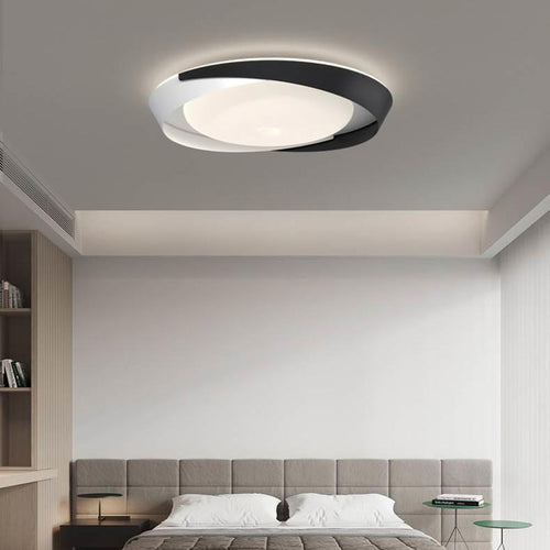 Contemporary Scandinavian Geometric Round Iron Silicone Shade LED Flush Mount Ceiling Light For Living Room