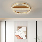 Contemporary Luxury Geometric Round Aluminum Acrylic Shade LED Flush Mount Ceiling Light For Living Room